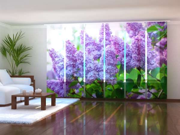 Rideau coulissant (1-6 pcs.) : LILAS DANS LE JARDIN