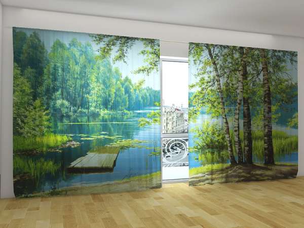 Rideau grand format : BOULEAU AU BORD DU LAC