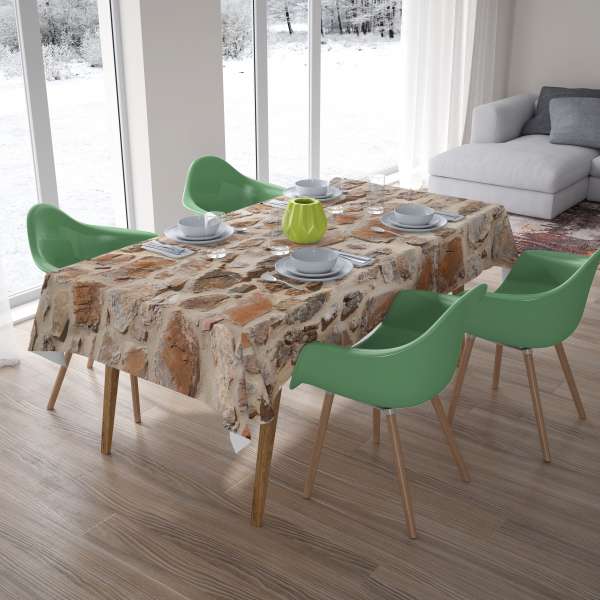 Nappe de table : MUR EN PIERRE BRUN