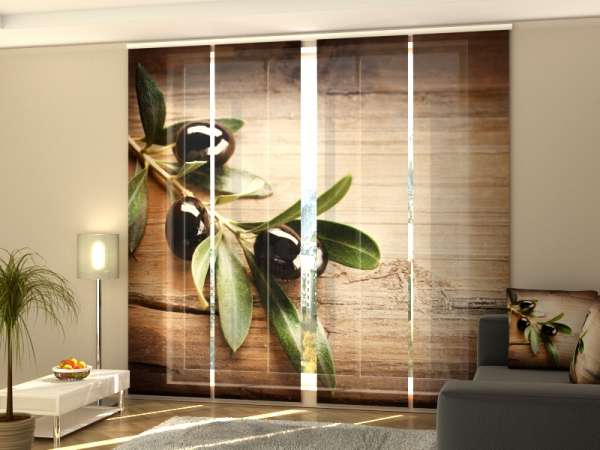 Rideau coulissant (1-4 pcs.) : OLIVES NOIRES