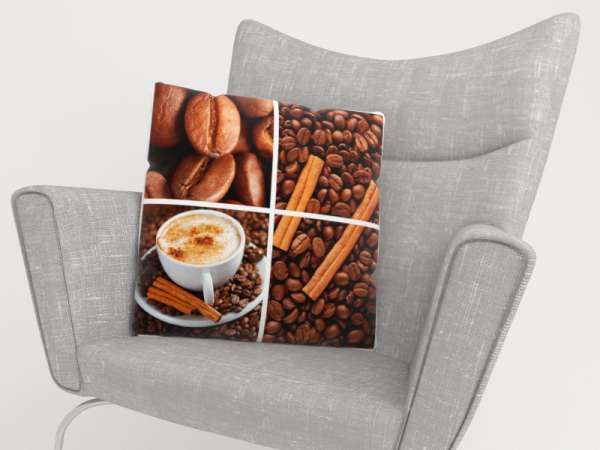 Housse de coussin : COLLAGE DE CAFÉ 2c
