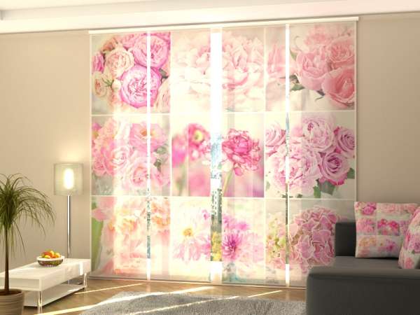 Rideau coulissant (1-4 pcs.) : COLLAGE DE PIVOINES 2