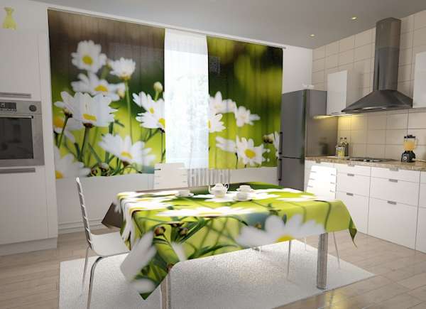 Rideau de cuisine : BELLES CAMOMILLES