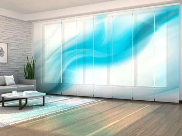 Rideau coulissant (1-8 pcs.) : ABSTRACTION VAGUES BLEUES DÉLICATES