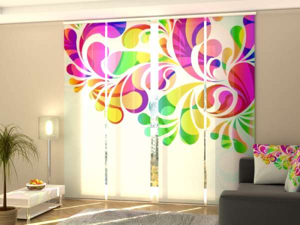Rideau coulissant (1-4 pcs.) : ABSTRACTION FLORALE