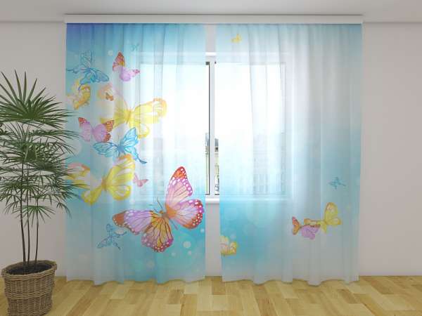 Rideau en mousseline : PAPILLONS DANS LE CIEL