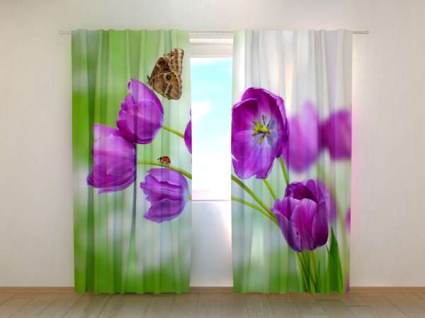 Rideau imprimé : TULIPES VIOLES 2