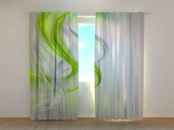 Rideau imprimé : ABSTRACTION VAGUES VERTES
