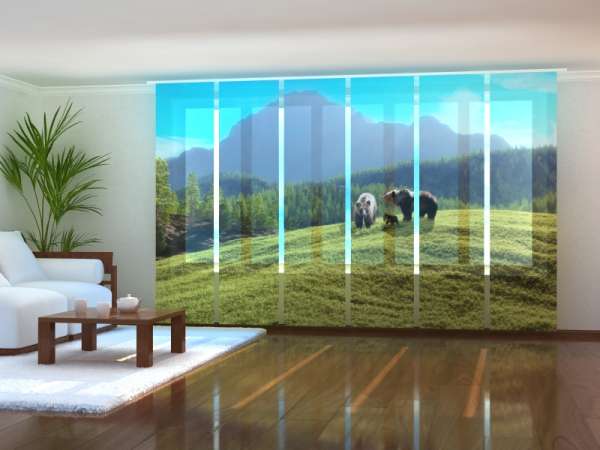 Rideau coulissant (1-6 pcs.) : OURS DANS LES MONTAGNES