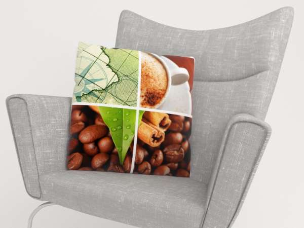 Housse de coussin : COLLAGE DE CAFÉ 2a