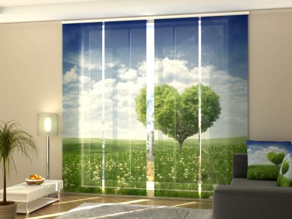 Rideau coulissant (1-4 pcs.) : ARBRE COEUR 2