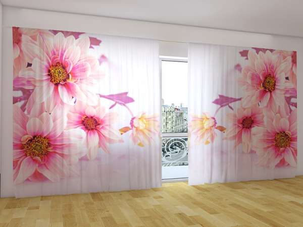 Rideau grand format : GERBERAS ROSE