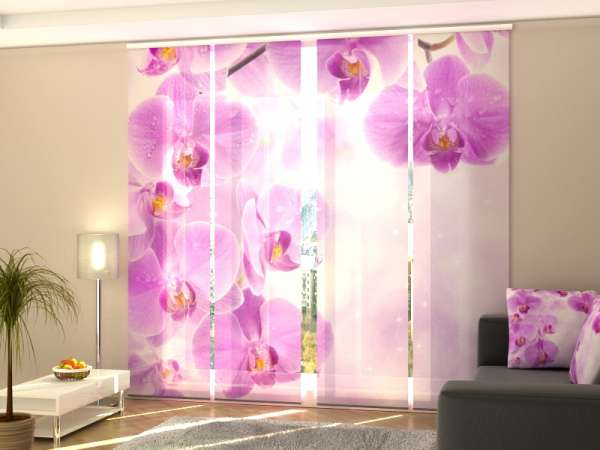 Rideau coulissant (1-4 pcs.) : ORCHIDÉES ET ÉTOILES