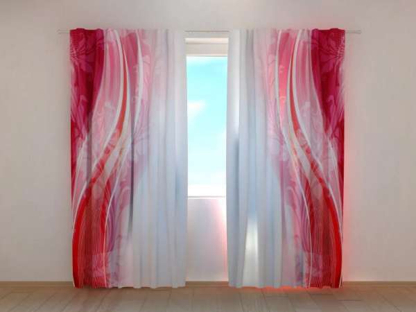 Rideau imprimé : ABSTRACTION FLORE ROUGE RUBIS