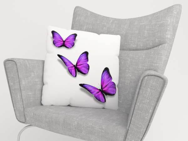 Housse de coussin : PAPILLONS VIOLES