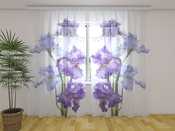 Rideau en mousseline : IRIS AU PRINTEMPS