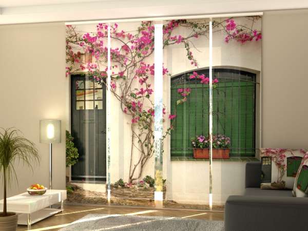 Rideau coulissant (1-4 pcs.) : MUR AVEC DES FLEURS