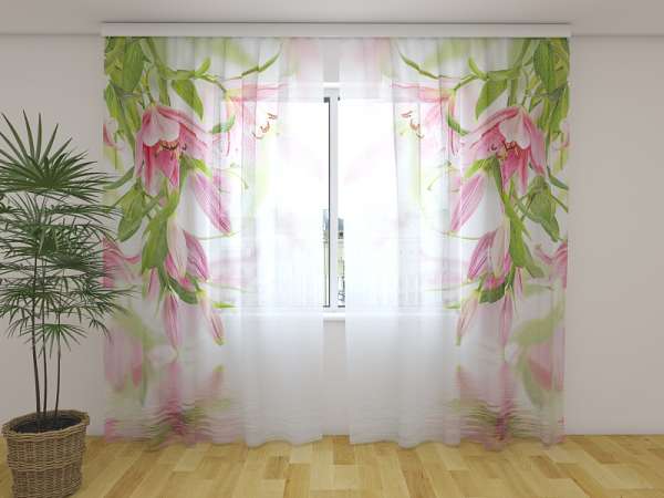 Rideau en mousseline : LYS ROSE