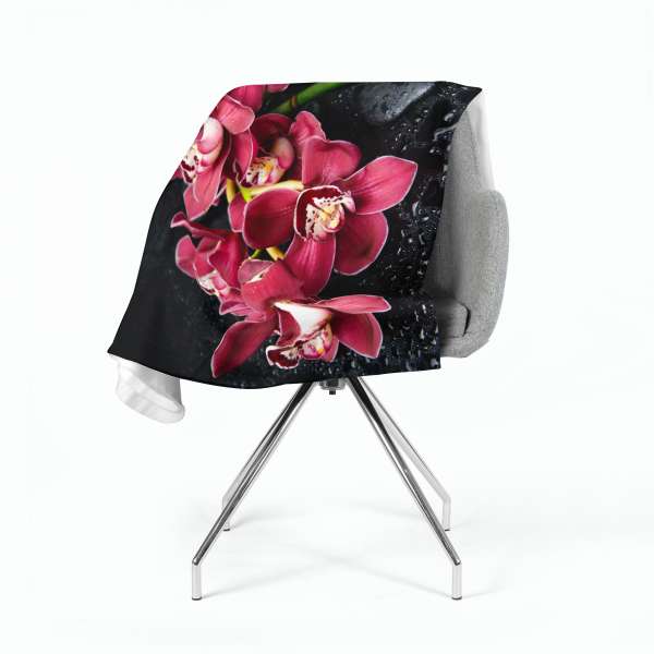 Couverture polaire : ORCHIDÉE COULEUR VIN