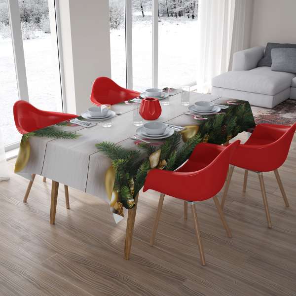 Nappe de table : CLOCHE DE NOËL DORÉE