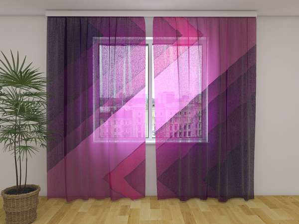 Rideau en mousseline : LIGNES VIOLES