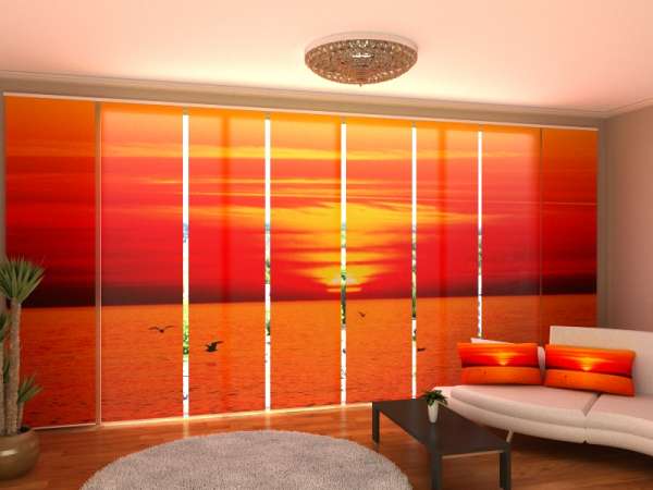 Rideau coulissant (1-8 pcs.) : COUCHER DE SOLEIL SUR LA MER