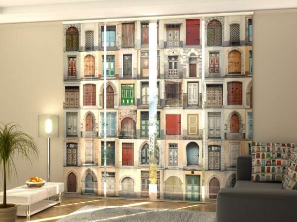 Rideau coulissant (1-4 pcs.) : VIEUX PORTES COLORÉES
