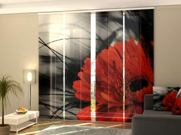 Rideau coulissant (1-4 pcs.) : ROUGE ET NOIR