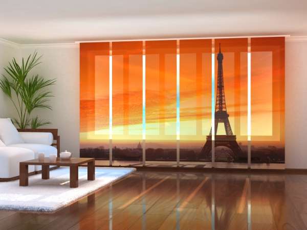 Rideau coulissant (1-6 pcs.) : TOUR EIFFEL AU COUCHER DU SOLEIL