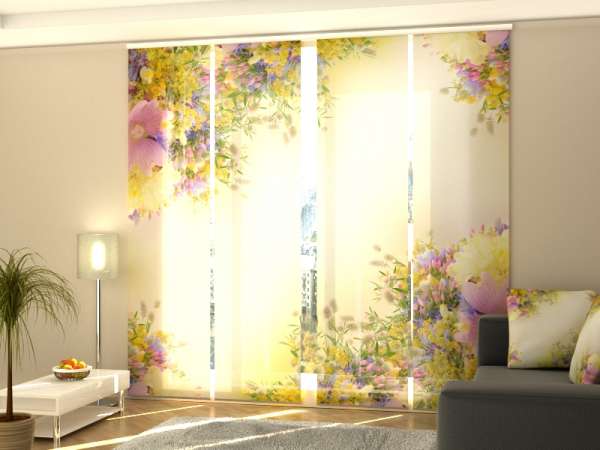 Rideau coulissant (1-4 pcs.) : CHAMP DE FLEURS EN ÉTÉ