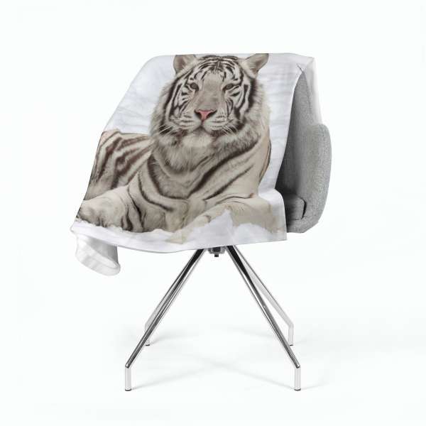 Couverture polaire : TIGRE BLANC DANS LA NEIGE