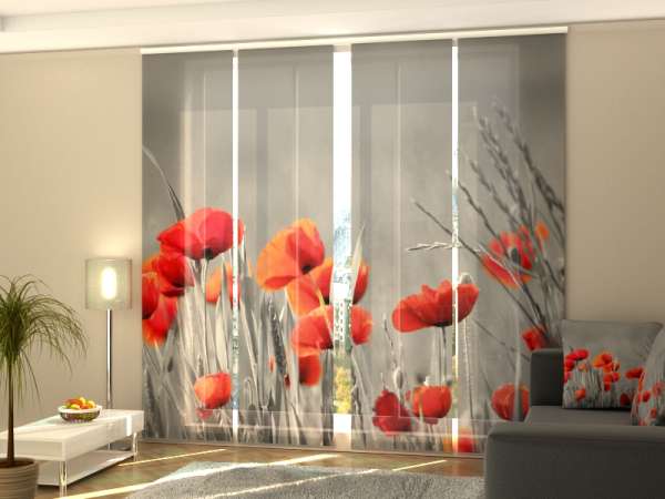 Rideau coulissant (1-4 pcs.) : COQUELICOTS SAUVAGES