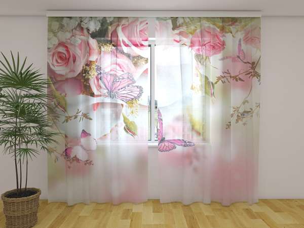 Rideau en mousseline : LE BAISER DU PRINTEMPS