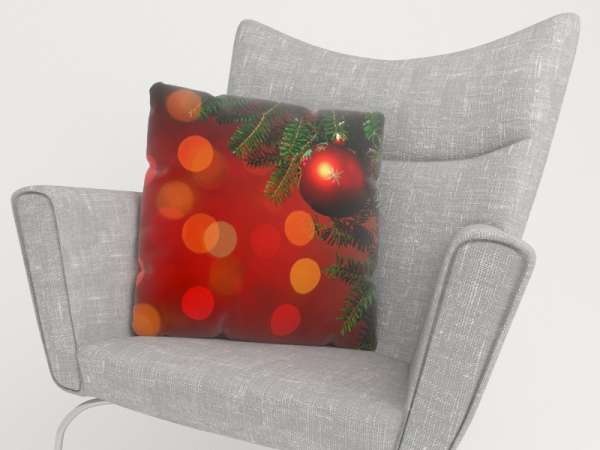 Housse de coussin : BOULE DE NOËL ROUGE