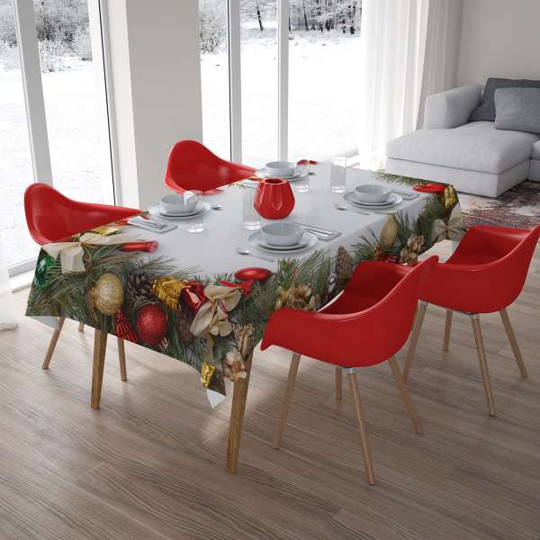 Nappe de table : DÉCORATIONS DE NOËL AVEC CÔNES