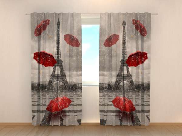 Rideau imprimé : PARAPLUIES ROUGES À PARIS