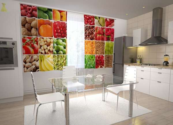 Rideau de cuisine : COLLAGE DE FRUITS ET LÉGUMES 2