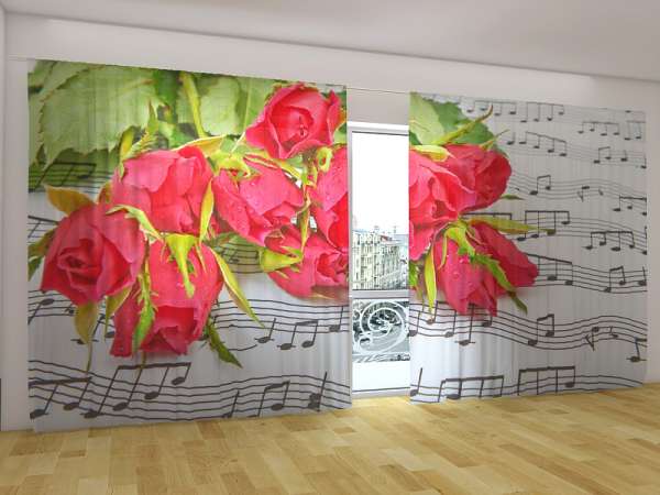 Rideau grand format : ROSES ET NOTES