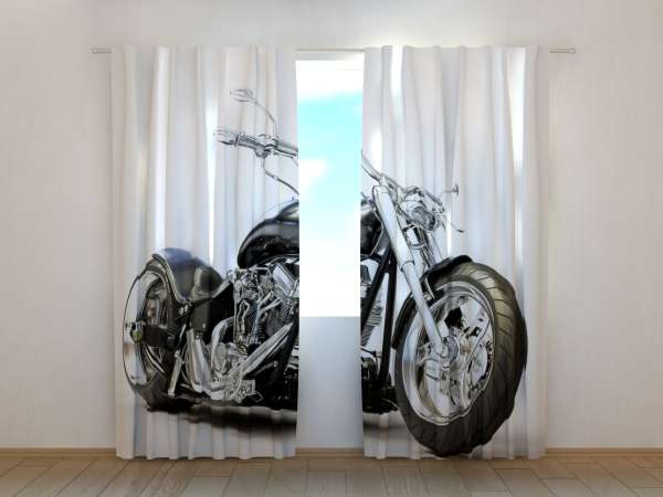 Rideau imprimé : MOTO NOIRE