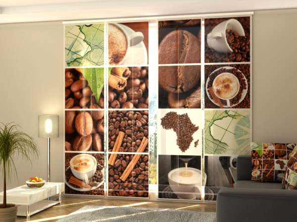 Rideau coulissant (1-4 pcs.) : COLLAGE DE CAFÉ 2