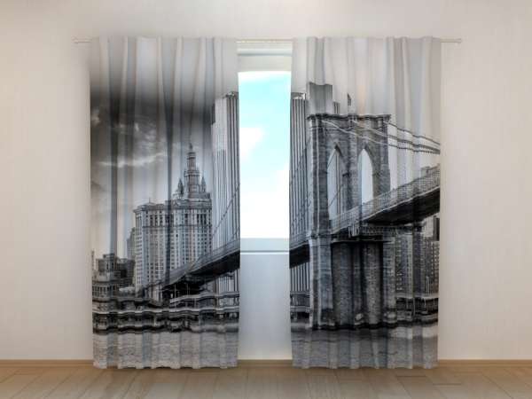 Rideau imprimé : BROOKLYN BRIDGE NOIR-BLANC