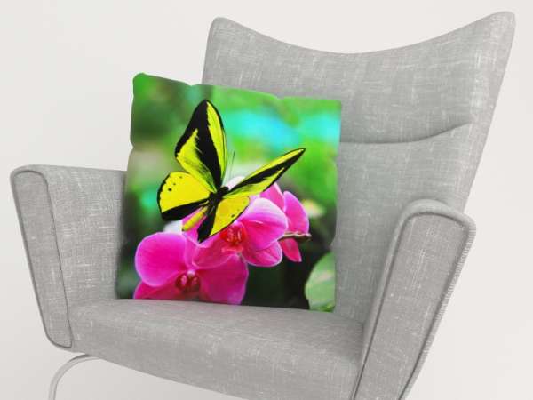 Housse de coussin : PAPILLON JAUNE