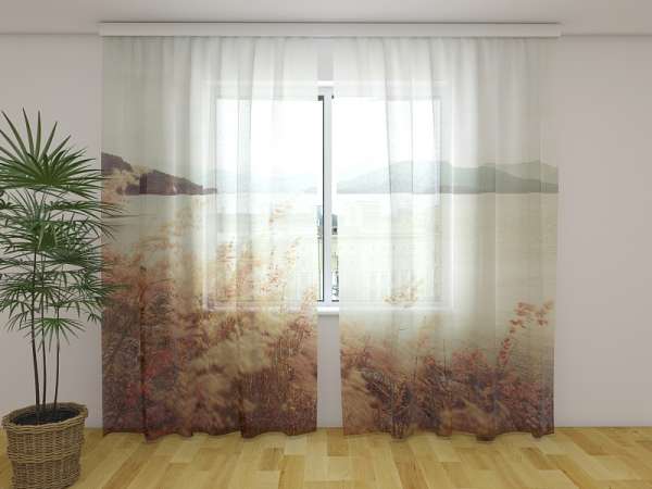 Rideau en mousseline : HERBE ET MONTAGNES