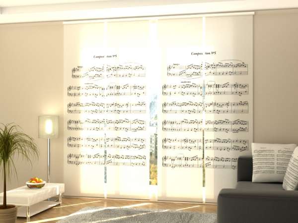Rideau coulissant (1-4 pcs.) : NOTES DE MUSIQUE
