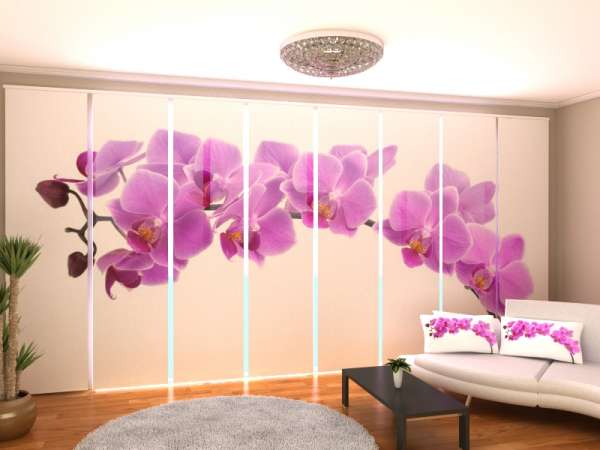 Rideau coulissant (1-8 pcs.) : GRANDE ORCHIDÉE EN VIOLET