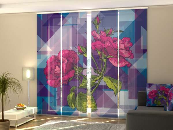 Rideau coulissant (1-4 pcs.) : ABSTRACTION DE ROSE
