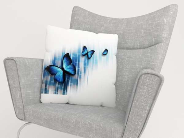 Housse de coussin : PAPILLONS BLEU