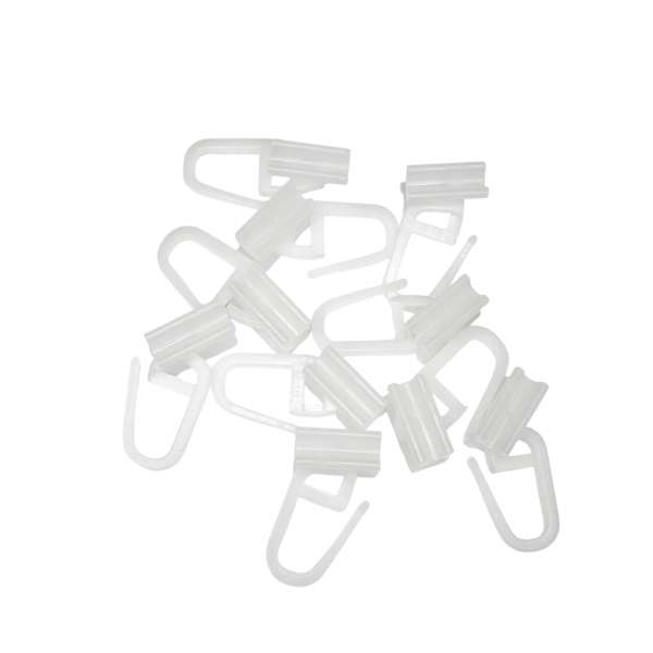 Crochets de rideaux en plastique blanc, 10 pièces