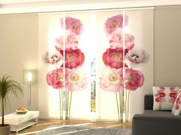 Rideau coulissant (1-4 pcs.) : FLEURS ROUGES