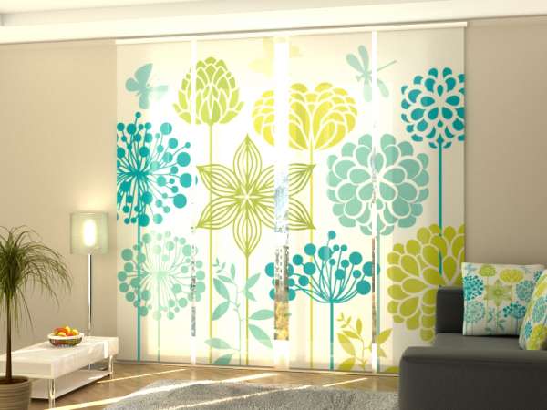 Rideau coulissant (1-4 pcs.) : GRAPHIQUES DE FLEURS